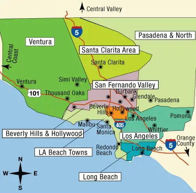 Map of California's Los Angeles area