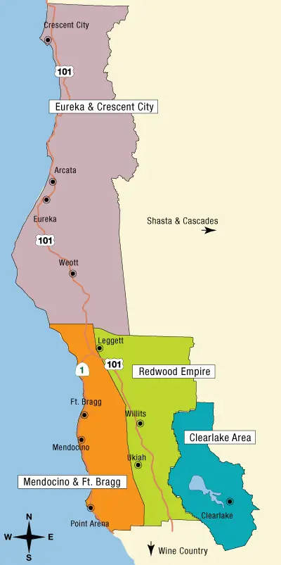 Map of California North Coast