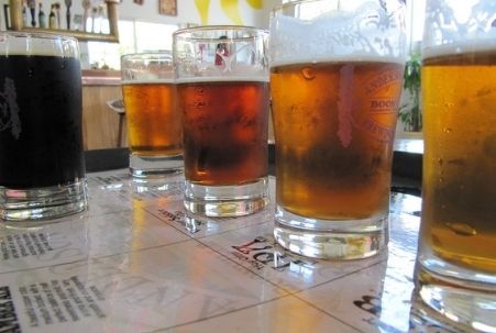 A beer flight at the Anderson Valley Brewing Company in Boonville, CA.