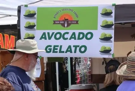 Sign for Avocado Gelato at the Fallbrook Avocado Festival
