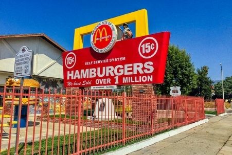 The first McDonald's, located in San Bernardino, CA on Historic Route 66