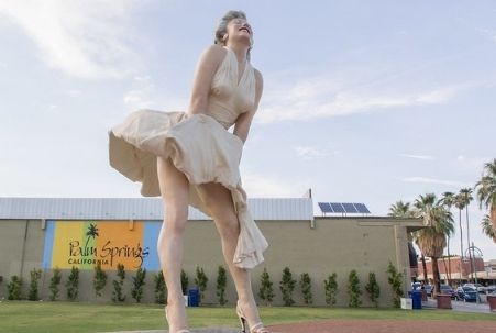 The "Forever Marilyn statue designed by Seward Johnson on the grounds at the Palm Spring Art Museum