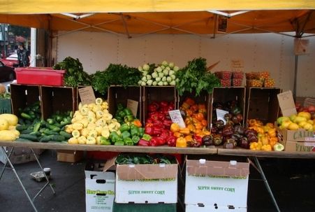Vegetable display at Hollywood Farmer's Market