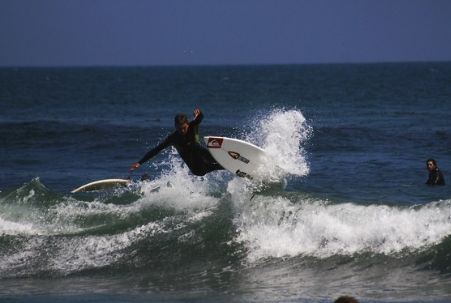 A surf rider at Malibu Surfrider Beach