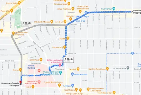 Screenshot of Google Map for Melrose Avenue and North Richardson Blvd. shopping