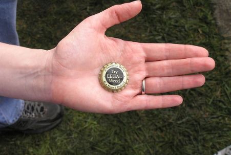 A "The LEGAL Weed" Bottle Cap from Mt. Shasta Brewing in Weed, CA