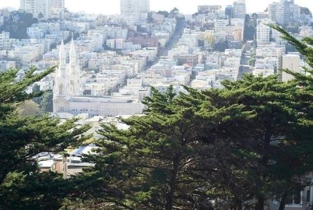 Russian Hill in San Francisco seen from Coit Tower