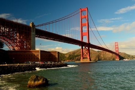 View of the Golden Gate Bridge from Fort Point in San Francisco