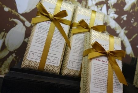 Wrapped chocolate bars from Dandelion Chocolate in San Francisco.